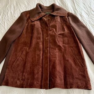 Brown Suede & Knit Women’s Jacket size 1X